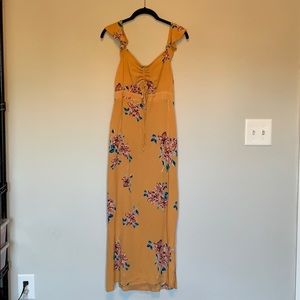 Ankle Length Floral Print Dress - Perfect For Fall